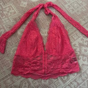 Lace Halter Top in Pink